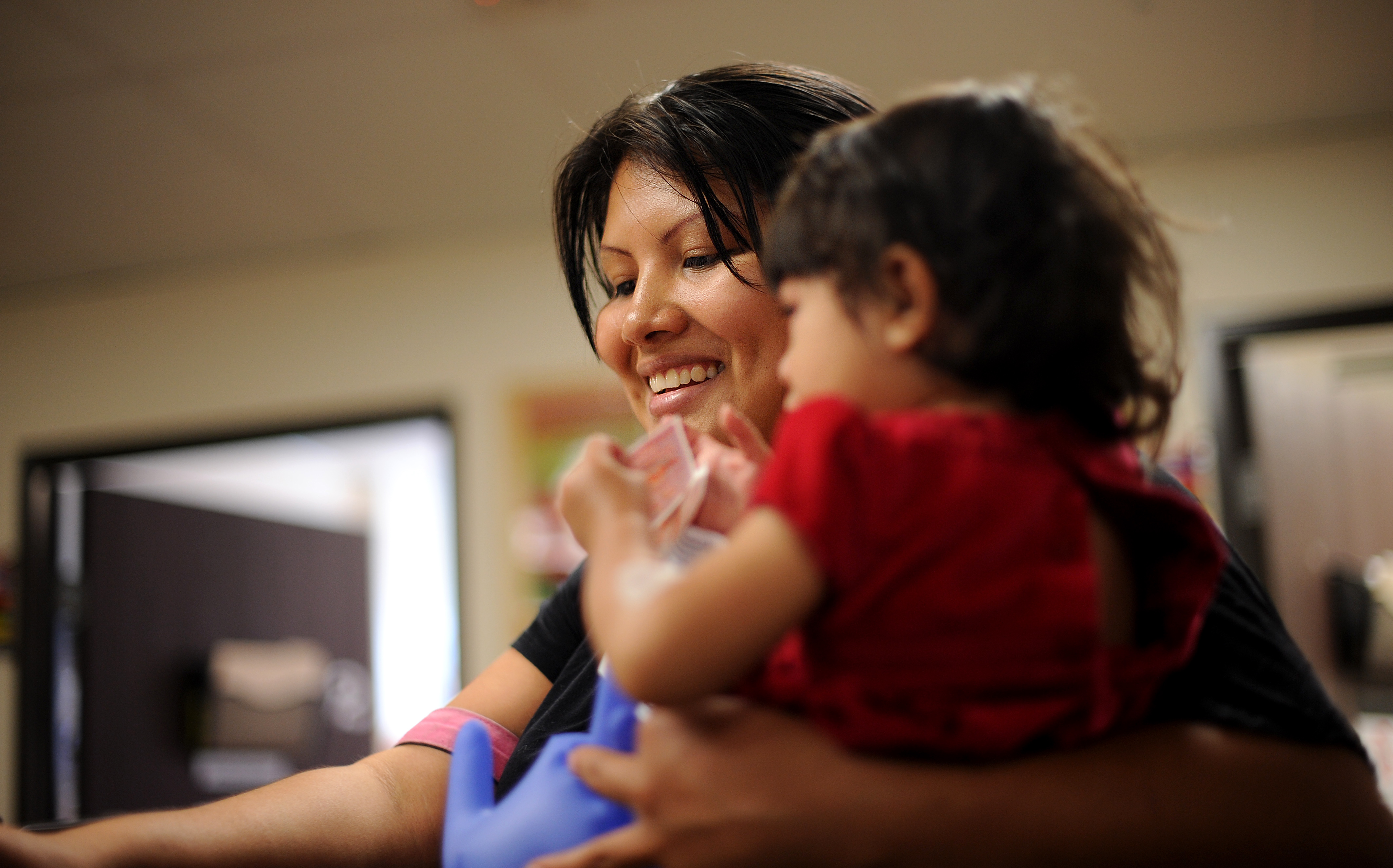 Mother holding child
