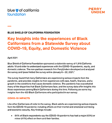 Key Insights from a Survey of Black Californians about COVID-19, Equity, and Domestic Violence