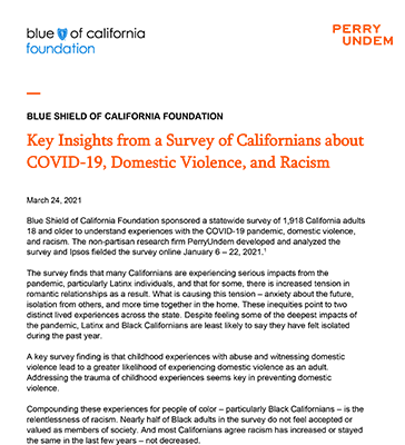 Key Insights from a Survey of Californians about COVID-19, Domestic Violence, and Racism