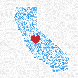 California with a heart superimposed